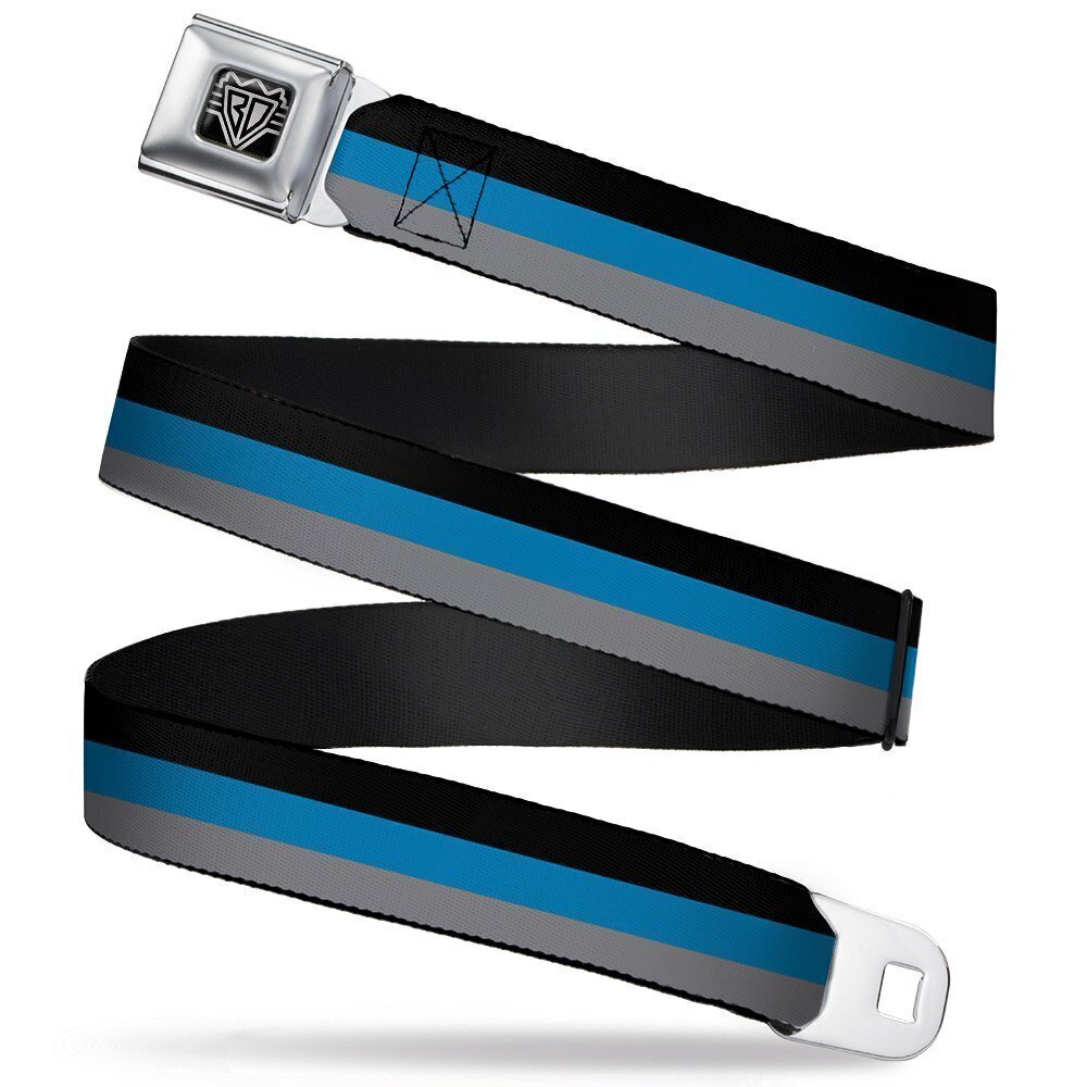 5087 Seatbelt Belt - Stripes Black/Turquoise/Gray - 1.0" Wide - 20-36